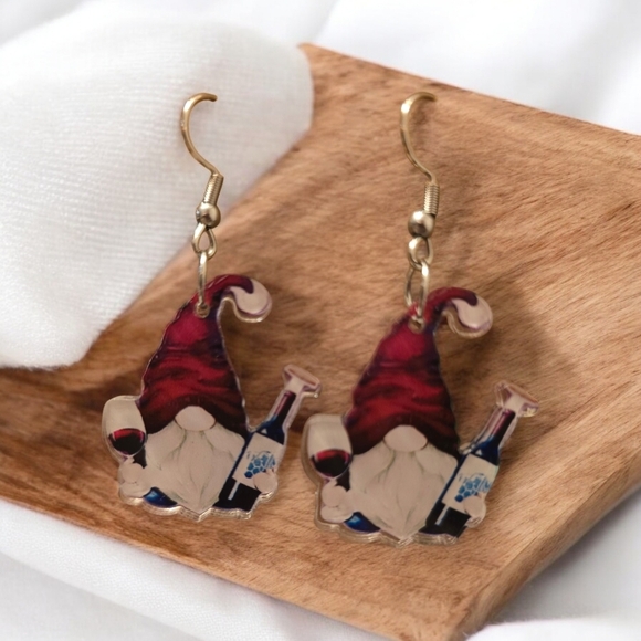 Festive Gnome Earrings - Red and White - Picture 2 of 4